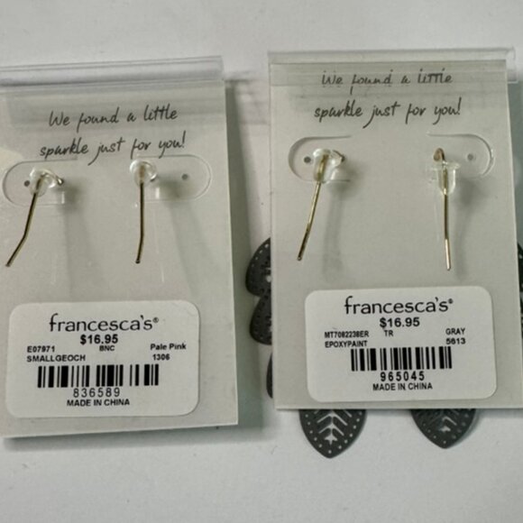 NWT 2 Pair Francesca's Earrings,1 Pr. Semi-precious stone & 1 Pr. Green Leaf - Picture 7 of 7